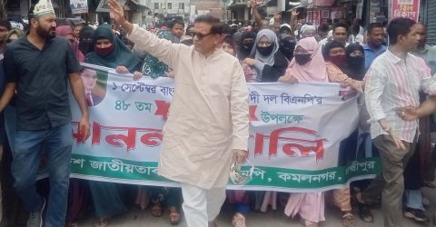 প্রতিষ্ঠাবার্ষিকীতে কমলনগরে বিএনপির আনন্দ মিছিল